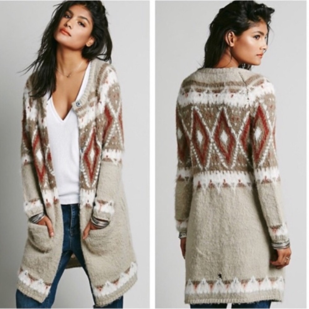 Free People Frosted Fair Isle Cardigan
